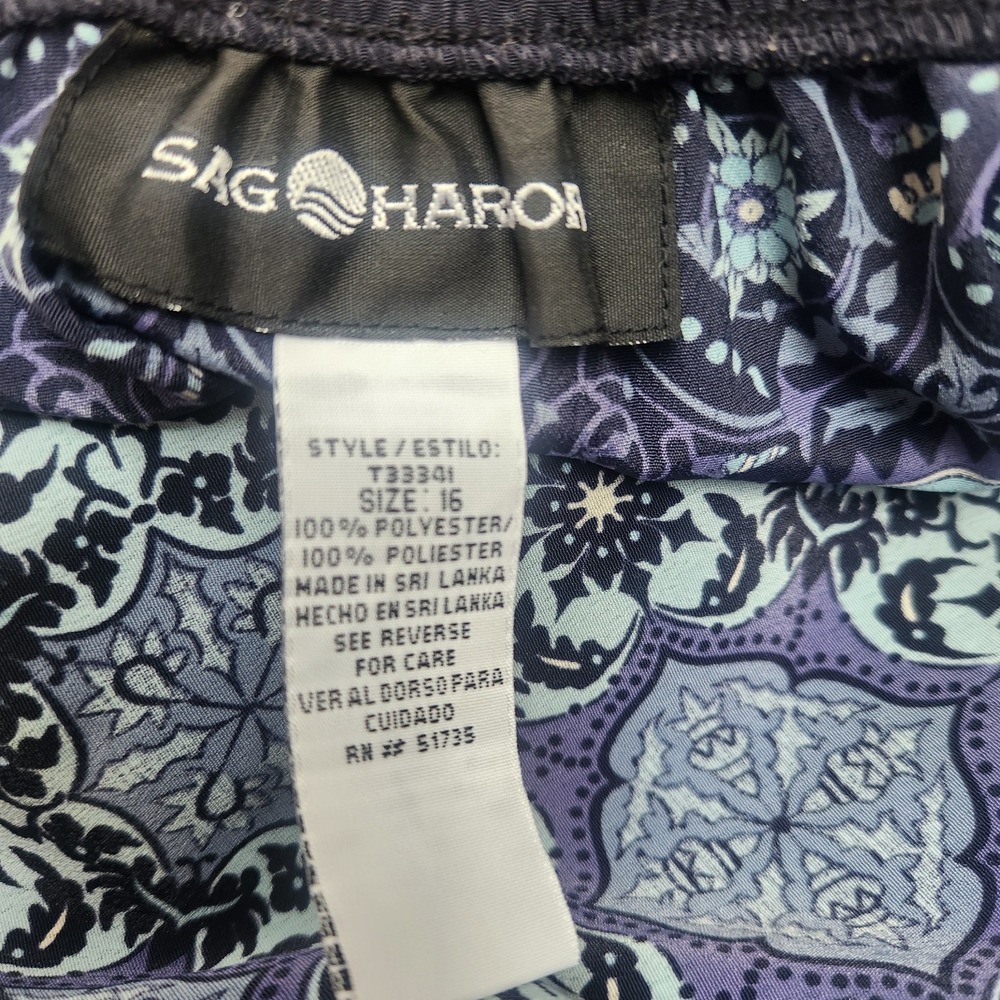 Vintage 90s Midi Skirt Blue Geometric Floral Print Size 16 Lightweight‎ - Picture 4 of 8